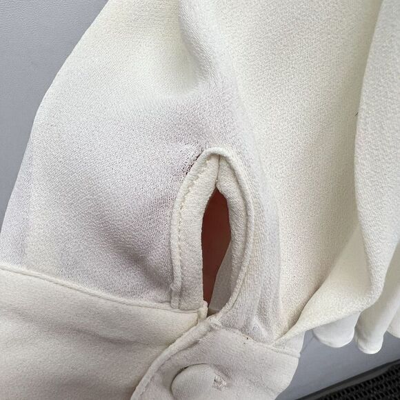 Karina Grimaldi Jack Solid Mini Dress Ivory White Long Sleeve Keyhole Size M - Picture 14 of 15